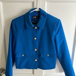 Zara Blue Blazer Tailored Suit Jacket